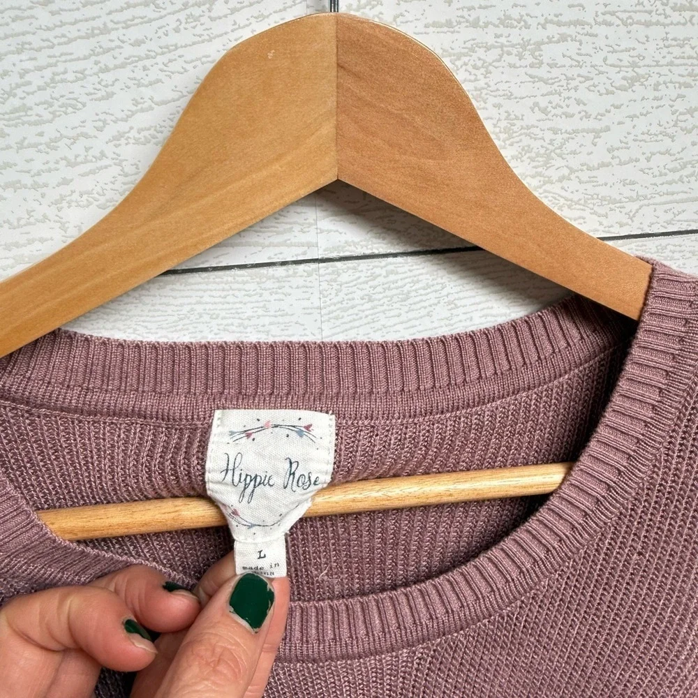Hippie Rose | Mauve Cutout Sleeve Sweater – Soft Edge | Size L